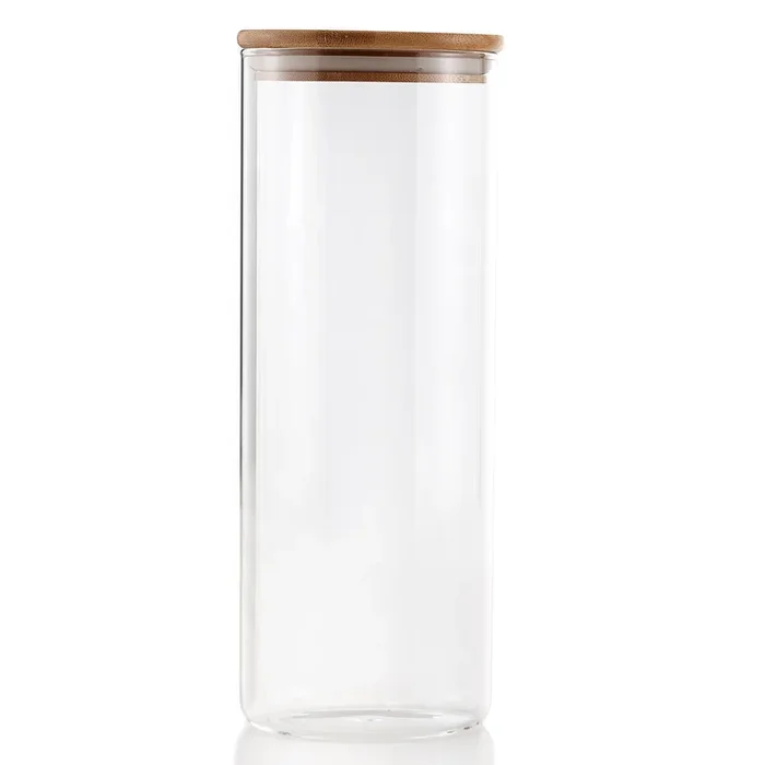Pot en verre et couvercle en bambou 1.7L