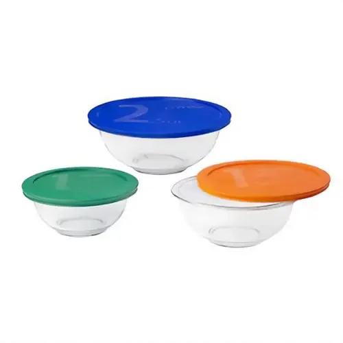Pyrex 1071025 3-Piece Mixing Bowl Set w/ Colored Lids