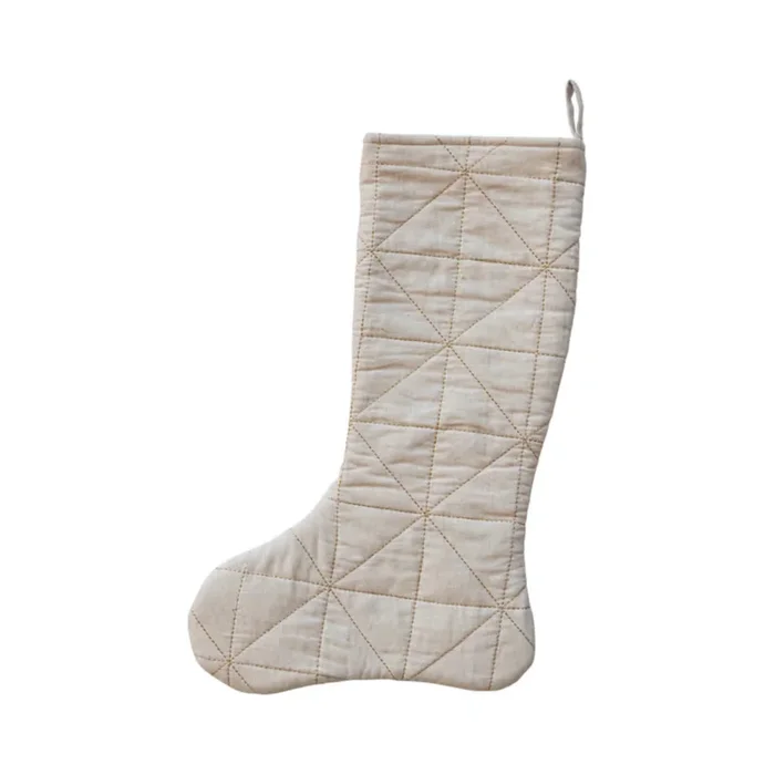 Quilted Stocking w/ Gold Embroidery 20″