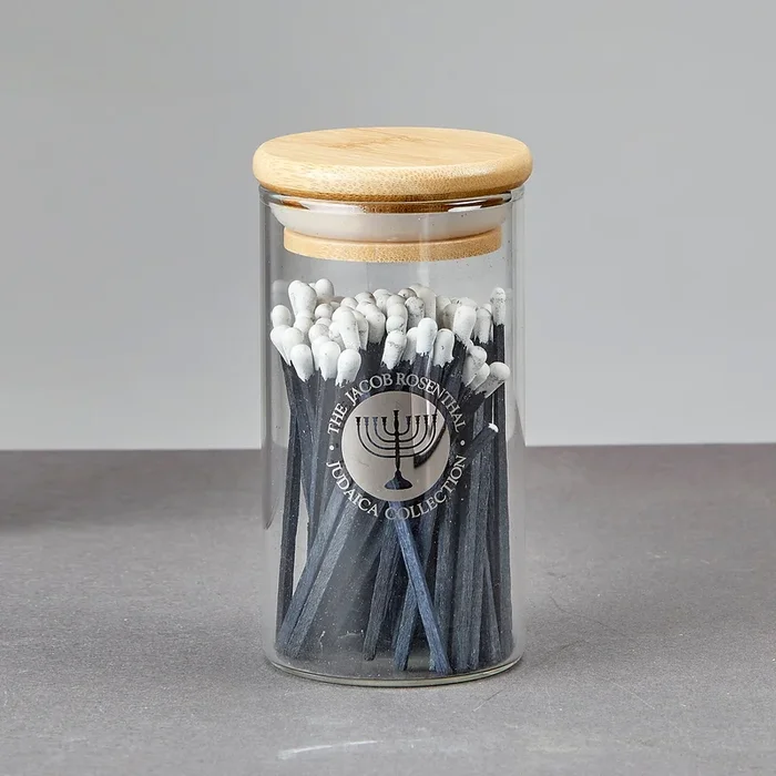 Rite Lite Glass Matches Container w/ Bamboo Lid