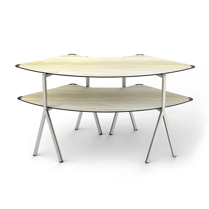 Rosseto MT-2006NWS Natural Quarter Round 2 Level Table Kit w/ S/S Legs