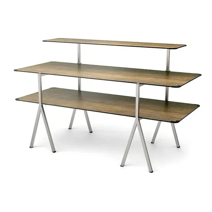 Rosseto MT-3001WS Walnut Rectangle 3 Level Table Kit with S/S Legs