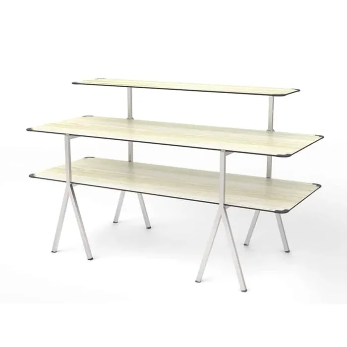 Rosseto MT-3002NWS Natural Rectangle 3 Level Table Kit with S/S Legs