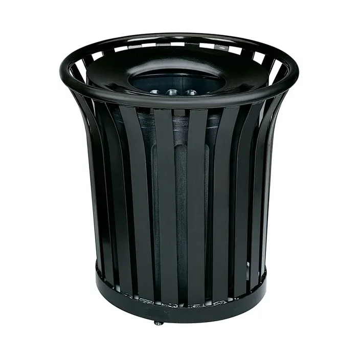 Rubbermaid FGMT32PLBK Americana Black Open Top 36 Gallon Waste Can