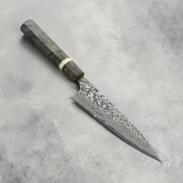 Saji SG2 Black Damascus 5.9″ Petty, Stabilized Birch