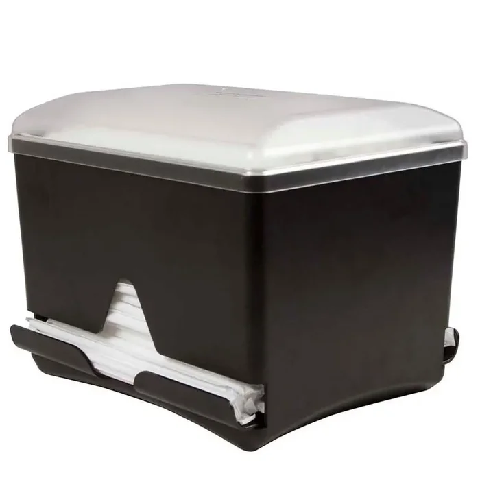 San Jamar ST500 Black Double-Sided Straw Dispenser with Clear Lid