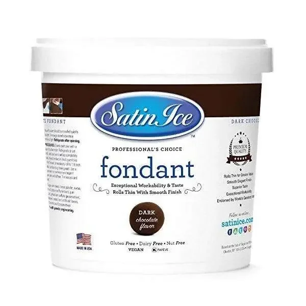SATIN FINE FOODS FONDANT, ROLLED, 5 LB PAIL, DARK CHOCOLATE