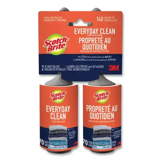 Scotch-Brite MMM836RS70TP Everyday Clean Lint Roller, 70 Sheets/Roll, 2/Pack