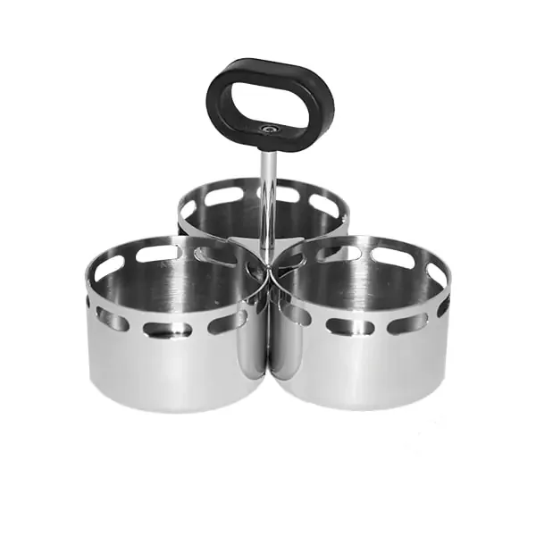 Service Ideas SB-72 Brushed MOD18 3-Sect Snack Caddy with Handle