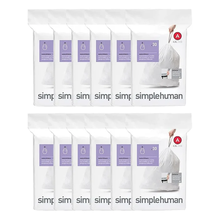 simplehuman CW0250 Code A 1.2 Gal Custom White 360 Liners – 360 / CS
