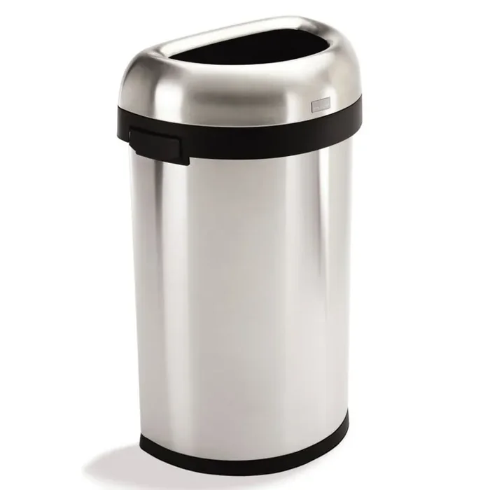 simplehuman® CW1468 Brushed S/S Semi-Round 60 L / 16 Gal Trash Can