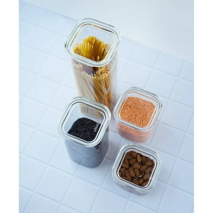 SQUARE Canister Glass w/Glass Lid