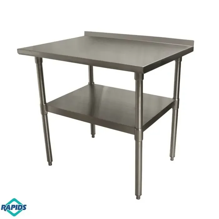 Stainless Steel Work Table 36″ x 24″ with Galvanized Leg, Undershelf, & Backsplash