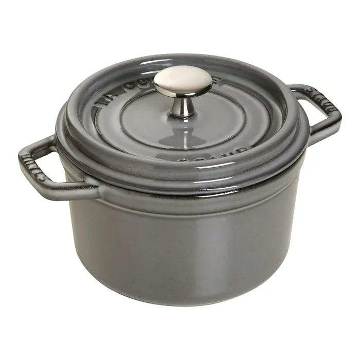 Staub Cast Iron 0.85 qt, Round, Dutch Oven, Graphite Grey – Factory Second