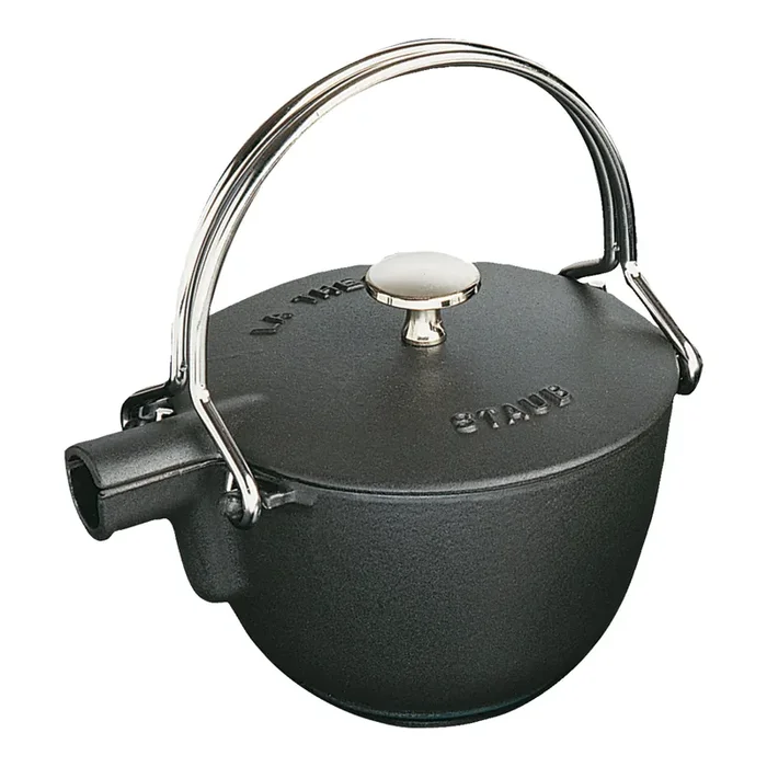 Staub Cast Iron 1.2 qt, Round, Tea Kettle, Black Matte