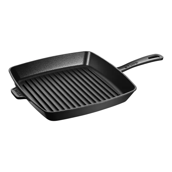 Staub Cast Iron 12-inch, Cast Iron, Square, Grill Pan, Black Matte