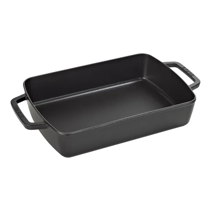 Staub Cast Iron 15-x 10-inch, Rectangular, Roasting Pan, Black Matte
