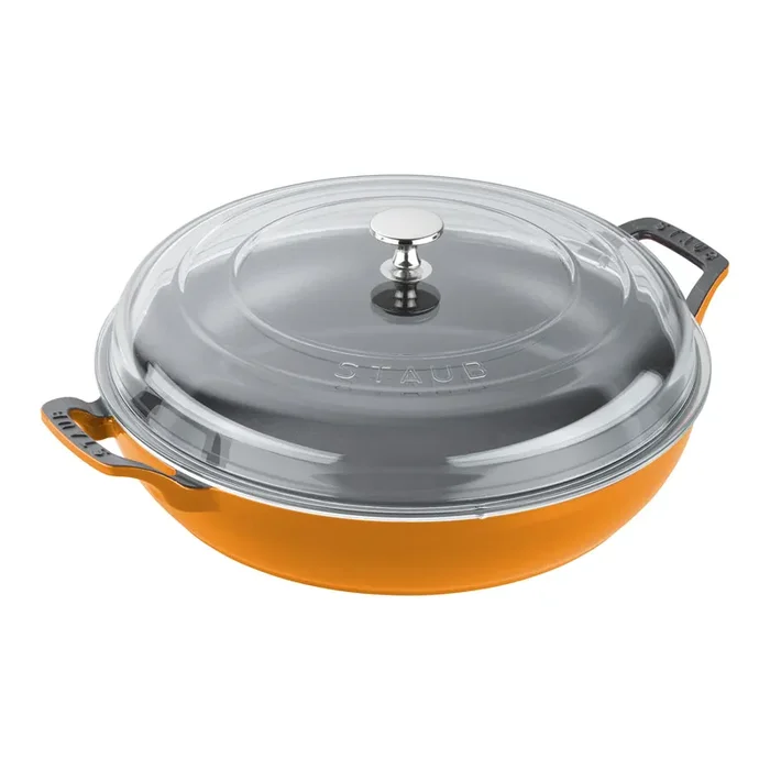 Staub Cast Iron 3.5 qt, Braiser With Glass Lid, Saffron