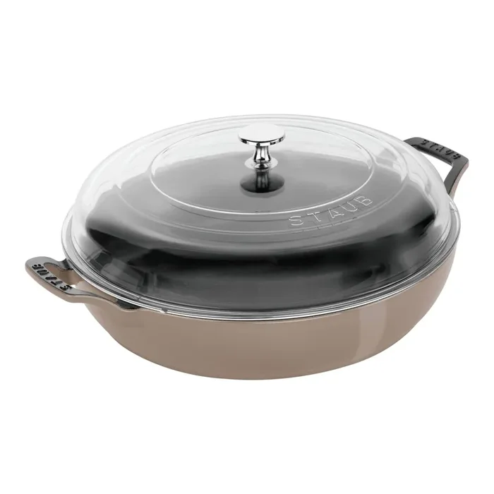 Staub Cast Iron 3.5 qt, Braiser With Glass Lid, Sesame