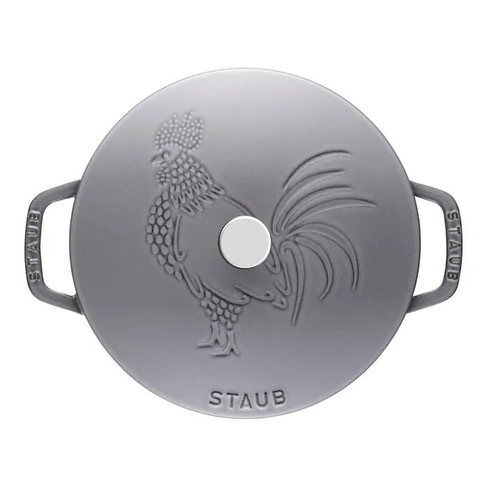 Staub Cast Iron 3.75 qt, French oven rooster, graphite grey – Factory Second
