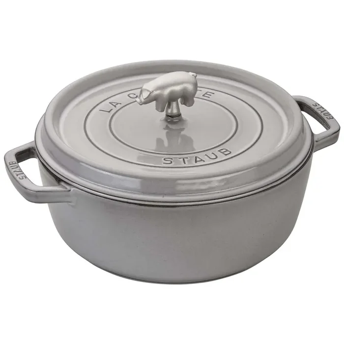 Staub Cast Iron 6-Quart Cochon Shallow Wide Round Cocotte – Graphite Grey