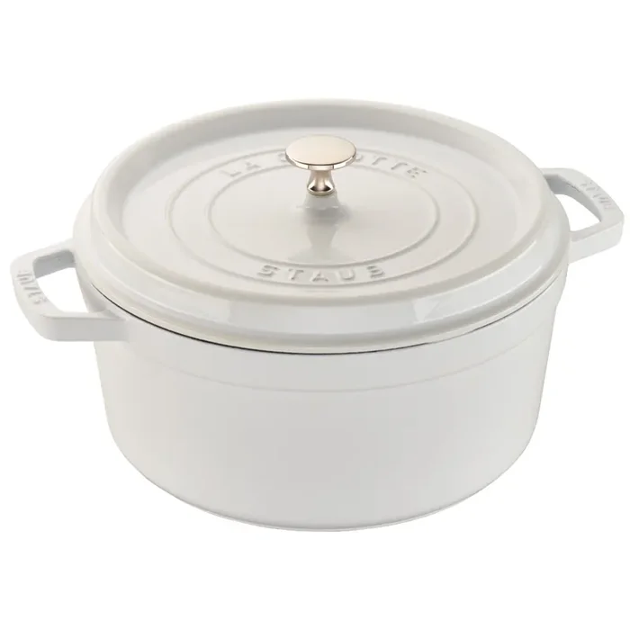 Staub Cast Iron 7-Quart Round Cocotte – White