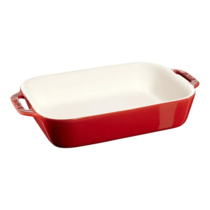 Staub Stoneware 10.5-x 8-inch, Rectangular, Baking Dish, Cherry