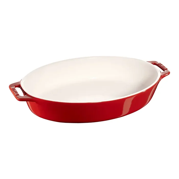 Staub Stoneware 12.25 inch, Oval, Baking Dish, Cherry
