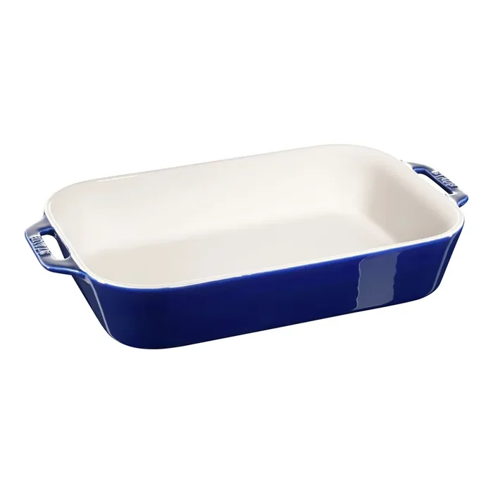 Staub Stoneware 13-x 9.5-inch, Rectangular, Baking Dish, Dark Blue