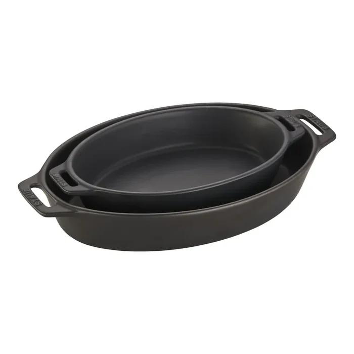 Staub Stoneware 2-pc, Baking Dish Set, black matte