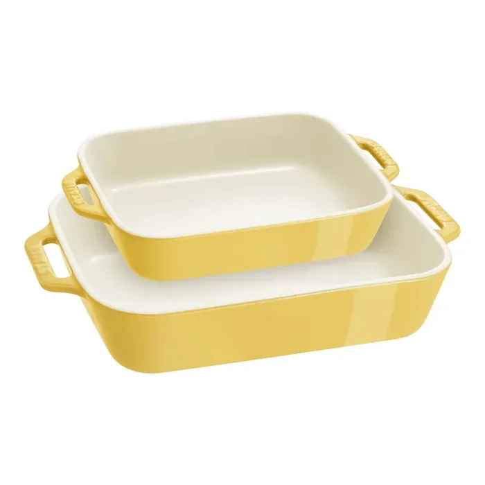 Staub Stoneware 2-pc, Rectangular Baking Dish Set, citron
