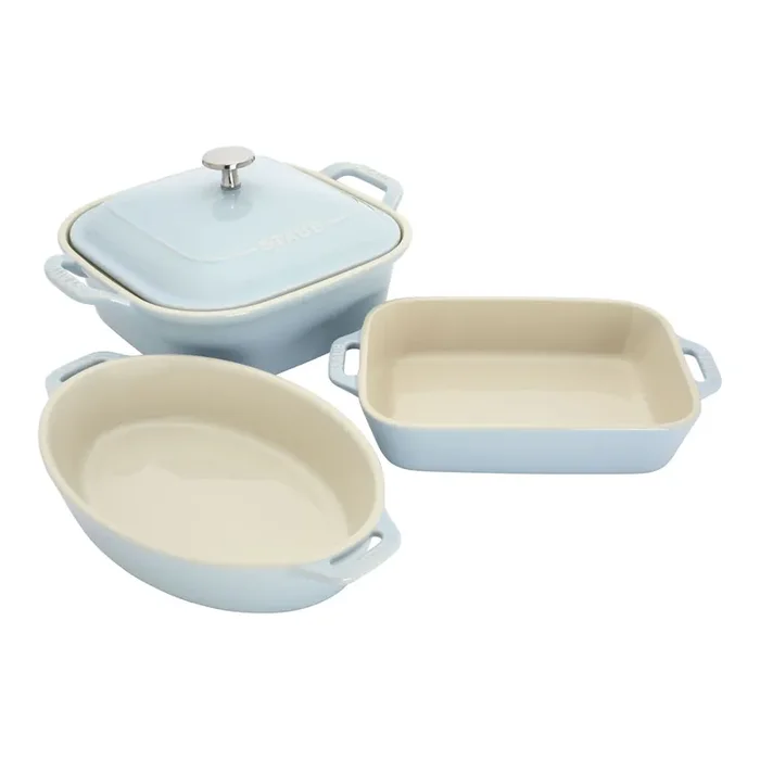 Staub Stoneware 4-pc Macaron Mixed Baking Dish Set – Light Blue