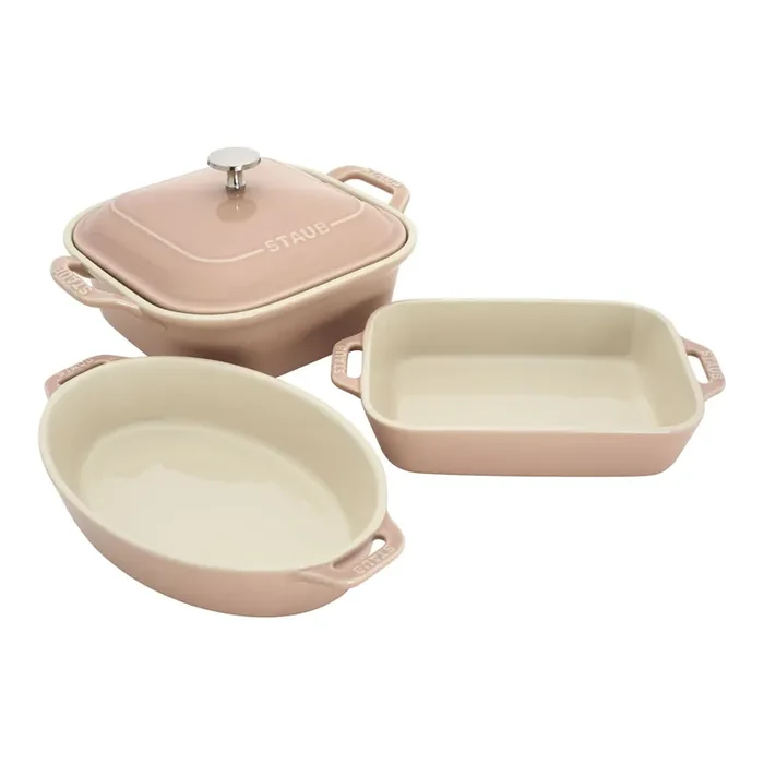 Staub Stoneware 4-pc Macaron Mixed Baking Dish Set – Light Pink