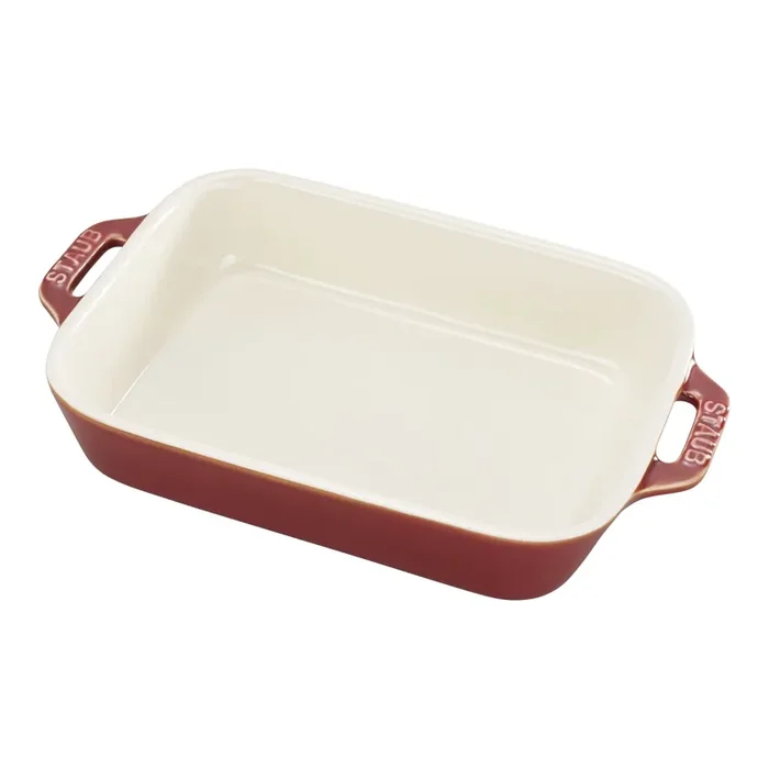 Staub Stoneware 7.5-x 6.5-inch, Rectangular, Baking Dish, Rustic Red