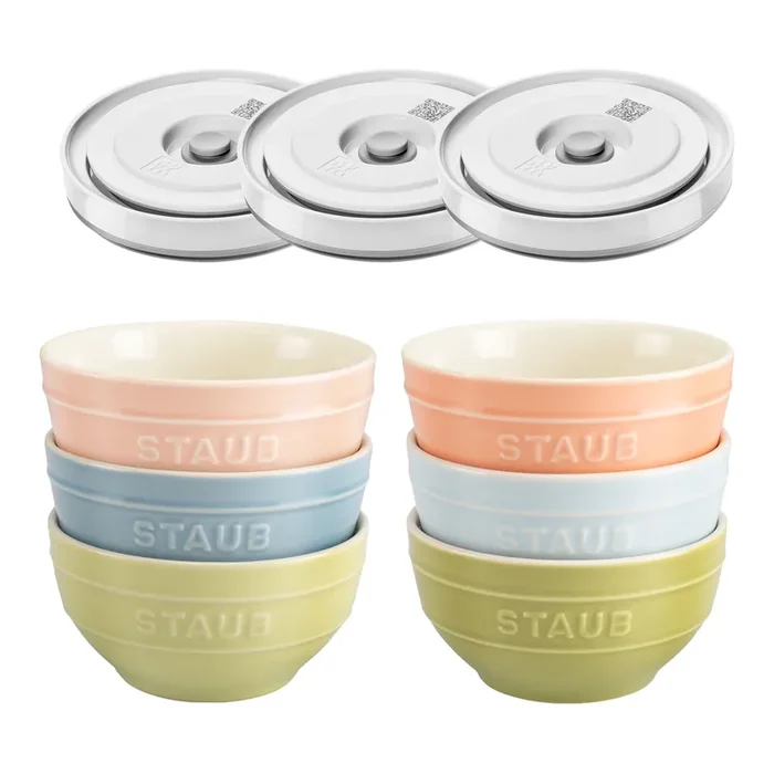 Staub Stoneware Macaron Bowl set with Vacuum Lid