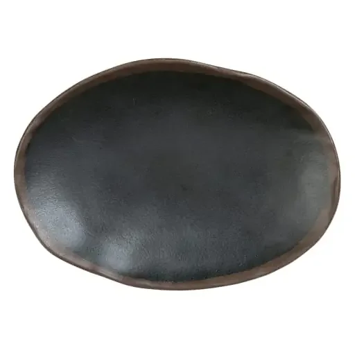 Steelite 7199TM008 Delfin Greystone 9-1/2″ x 6-3/4″ Oval Gray Coupe Rim Plate