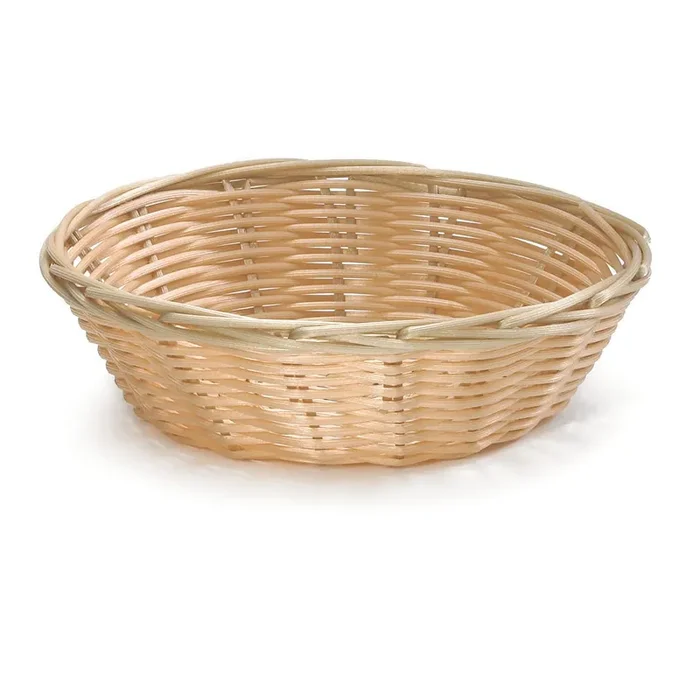 TableCraft 1177W 7″ x 2″ Hand-Woven Plastic Basket – Dozen