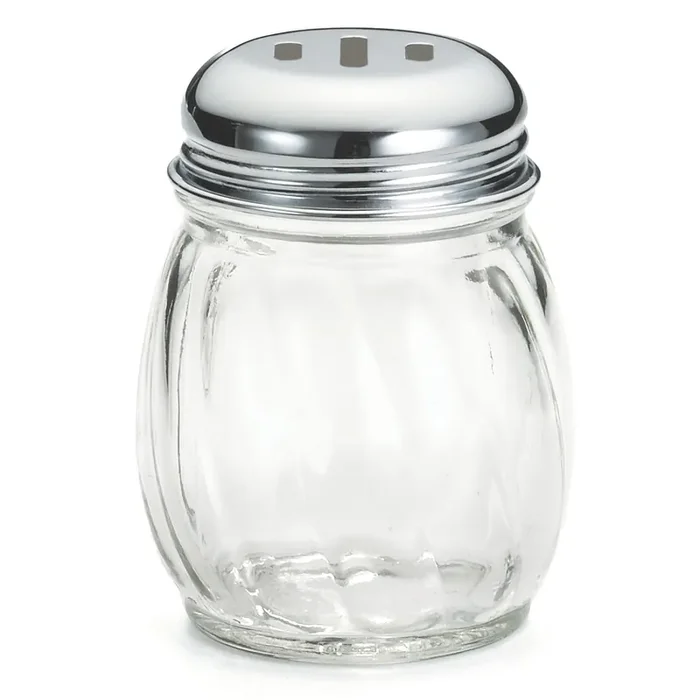 TableCraft 260SL Glass 6 Oz. Cheese Shaker with Slotted Lid