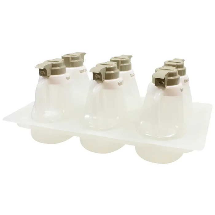 TableCraft 484 Salad Dressing Dispenser Set with Beige Tops – 6 / ST