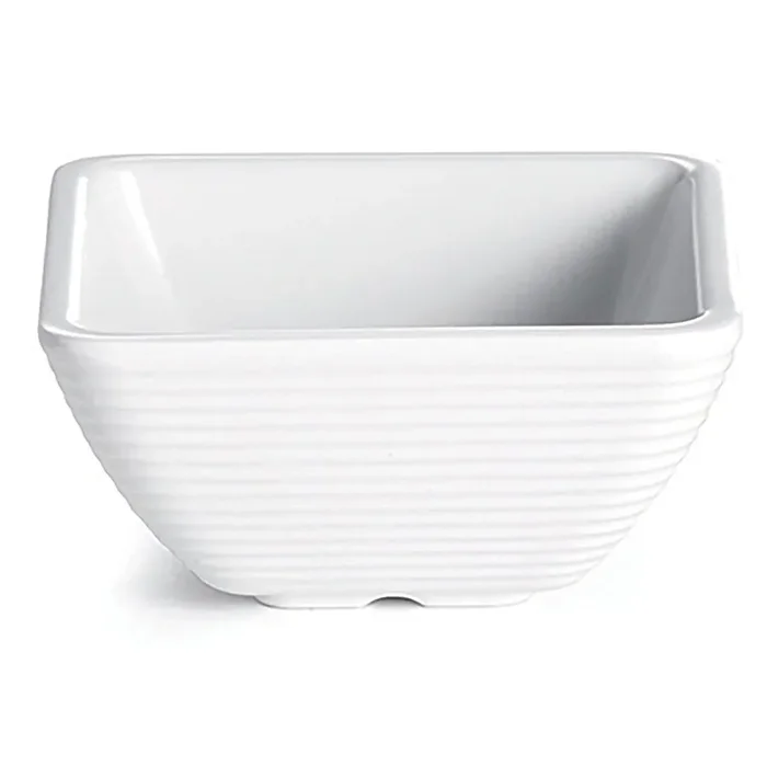 TableCraft RAMS3W White Melamine 3 Oz. Square Ribbed Ramekin – 12 / CS