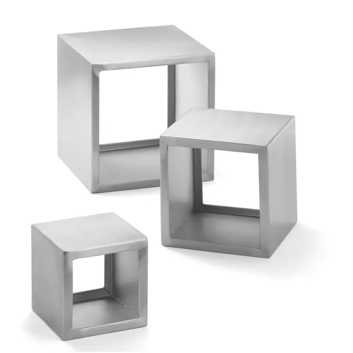 TableCraft RS3 Brushed S/S Square 3-Tier Riser Set