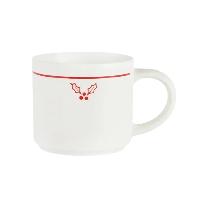 Tasse blanche avec houx rouge 475 ml