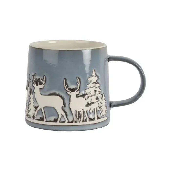 Tasse bleu-gris cerfs dans la forêt 500 ml