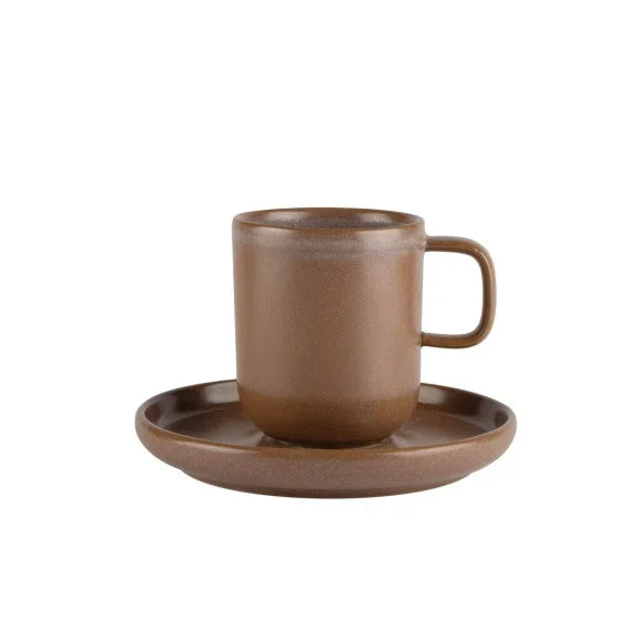 Tasse et soucoupe en grès Uno cuire
