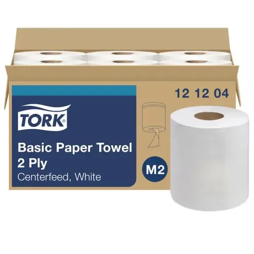 Tork 121204 Advanced Soft Centerfeed Hand Towel 2-Ply 7.6″X590‘ White 6/Case