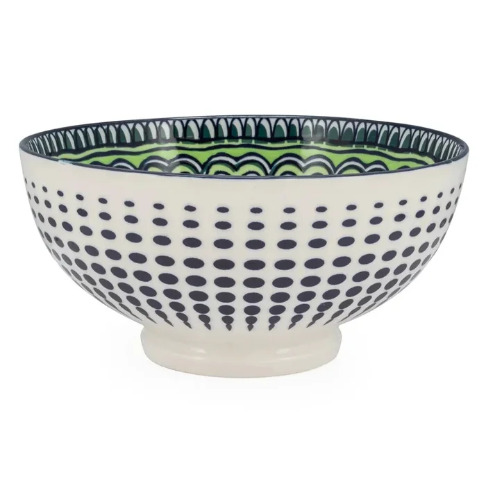 TORRE & TAGUS Kiri Porcelain Bowl – Green Mandala, 56 oz