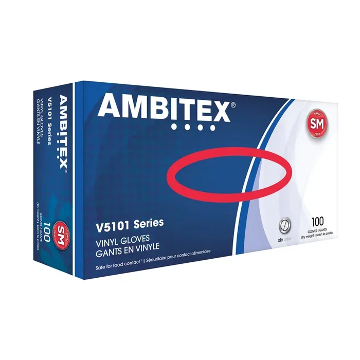 Tradex V5101-SM Ambitex Small Powdered Vinyl Gloves – 100 / BX
