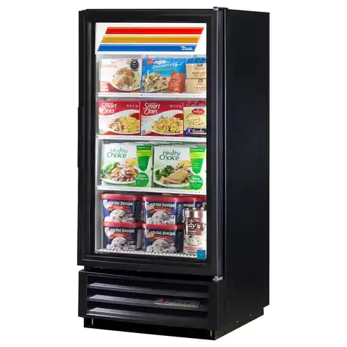 True GDM-10F-HC~TSL01 24 7/8″ Black Glass Door Merchandiser Freezer with LED Lighting, Refrigerant R290, 8.48 Cu. Ft.