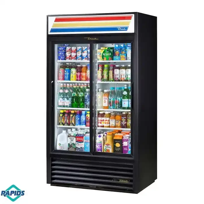True GDM-37-HC-LD Two Sliding Glass Door Display Refrigerator 43″