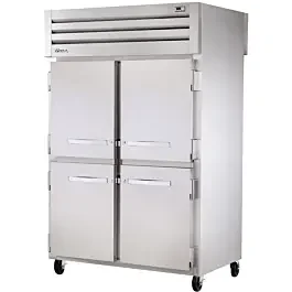 True STR2RPT-4HS-2G-HC 53″ Spec Series Pass-Thru Two Section Solid Half Front / Glass Rear Swing Doors Refrigerator w/ Stainless Steel Exterior & Interior
